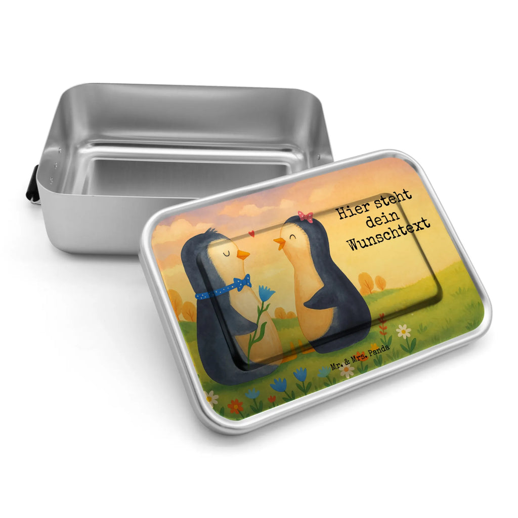 Personalisierte Metall Brotdose Pinguin Pärchen Design Brotbox, Brotbox mit Namen, Kindergarten, Brotdose mit Namen, Geschenk mit Namen, Uni, Schule, Brotdose, Pinguin, Liebesbeweis, große Liebe, Traumpaar, Hochzeit, Liebesgeschenk, Liebespaar, Hochzeitsgeschenk, Liebe, Verlobung, Jahrestag, Hochzeitstag, Pinguine