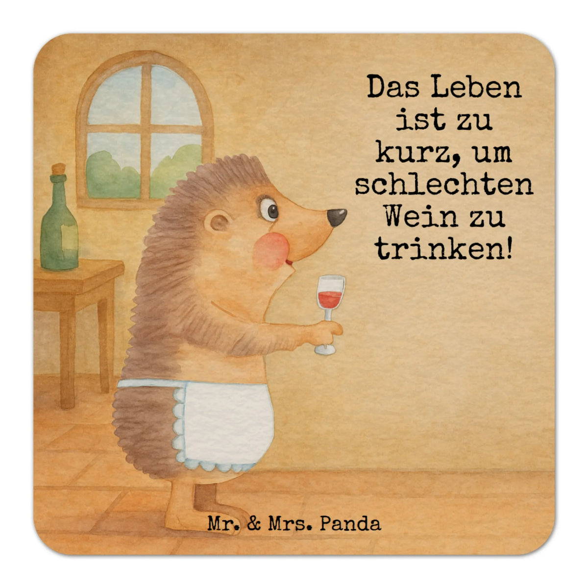 Coaster Hedgehog wine Design good mood, cute animal motives, gift ideas, small animals, special gifts, animal lover, hand drawn, cute, funny sayings, card, gifts, white wine, wine saying, drinking wine, gift wine lover, red wine, wine decoration, wine glass, gift wine drinker