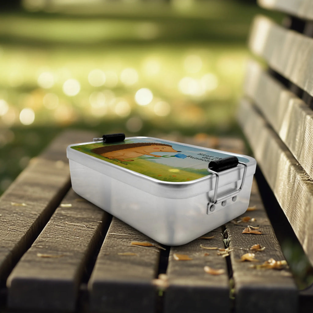 Personalisierte Metall Brotdose Igel Blumen Design Geschenk mit Namen, Schule, Kindergarten, Uni, Brotbox mit Namen, Brotbox, Brotdose mit Namen, Brotdose, Tiermotive, Gute Laune, lustige Sprüche, Tiere, Genesungswünsche, Krankenhaus, Besuch, Krankheit, krank, Gute Besserung, Igel