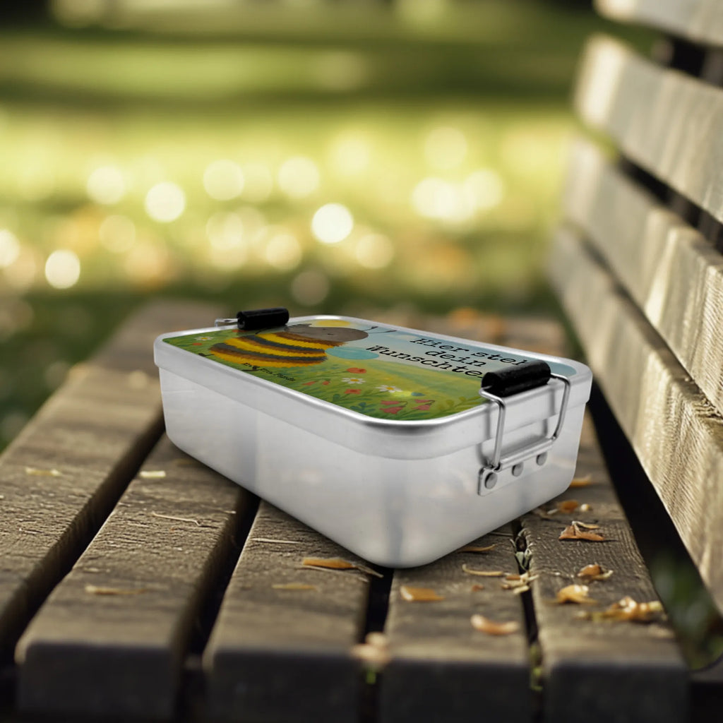 Personalisierte Metall Brotdose Hummel flauschig Design Brotdose mit Namen, Brotbox mit Namen, Brotbox, Schule, Kindergarten, Uni, Geschenk mit Namen, Brotdose, Tiermotive, Gute Laune, lustige Sprüche, Tiere, Biene, Blume, Natur, Flauschig, Hummel