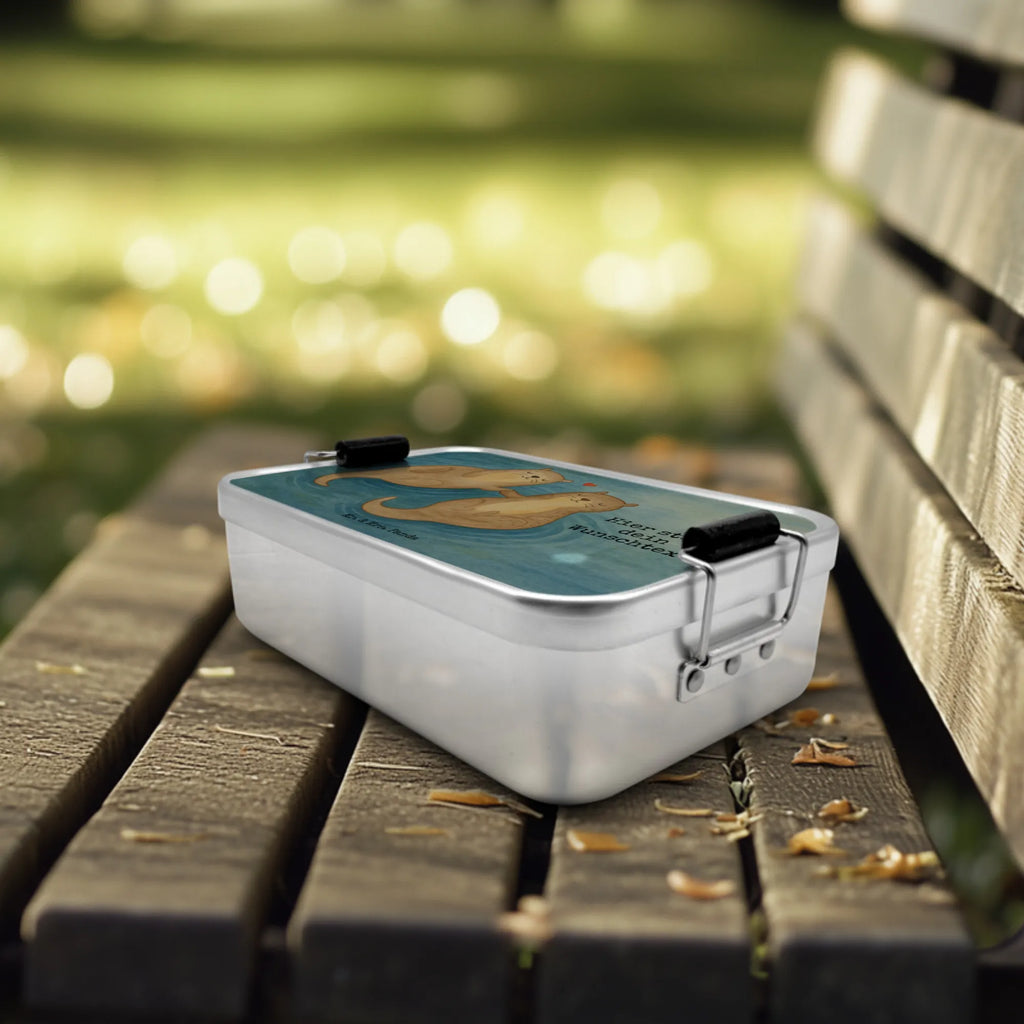 Personalized Metal Lunch Box otter holding hands Design Geschenk mit Namen, Brotdose, Brotbox, Kindergarten, Uni, Brotbox mit Namen, Schule, Brotdose mit Namen, Otter, Fischotter, Seeotter, Otter Seeotter See Otter