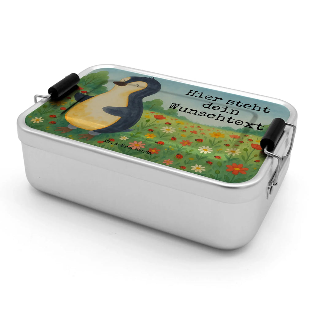 Personalisierte Metall Brotdose Pinguin Marienkäfer Design Brotbox mit Namen, Brotdose mit Namen, Uni, Schule, Brotdose, Kindergarten, Brotbox, Geschenk mit Namen, Pinguin, Wunder, Marienkäfer, Lebensfreude, Glück, Freude, Pinguine, Liebe