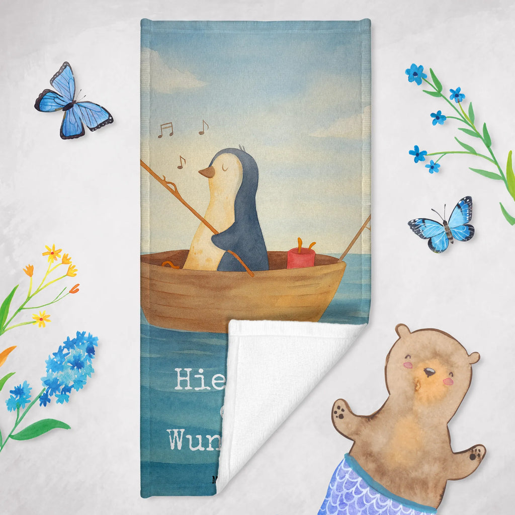 Personalized Bath Towel Penguin fishing boat Design Strandtuch mit Namen, Duschtuch mit Namen, Saunatuch mit Namen, Personalisiertes Badetuch, Personalisiertes Handtuch, Kinder Handtuch mit Namen, Badetuch mit Namen, Pinguin, Motivation, Angeln, Scheidung, Leben, Geschenkidee Liebeskummer, Neustart, genießen, Pinguine, Angelboot, Lebenslust, Neuanfang, Trennung, Boot