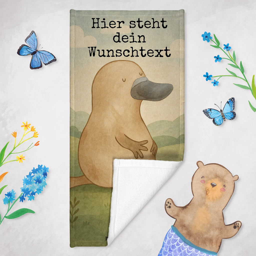 Personalized Bath Towel platypus courage Design Saunatuch mit Namen, Duschtuch mit Namen, Kinder Handtuch mit Namen, Personalisiertes Handtuch, Personalisiertes Badetuch, Strandtuch mit Namen, Badetuch mit Namen, Meerestiere, Meer, Urlaub, Neuanfang, Neustart, Arbeit, Büro, Weltreise, Motivation, Schnabeltier, Mut, Raodtrip, Training, mutig, Schnabeltiere, Lebensweisheit