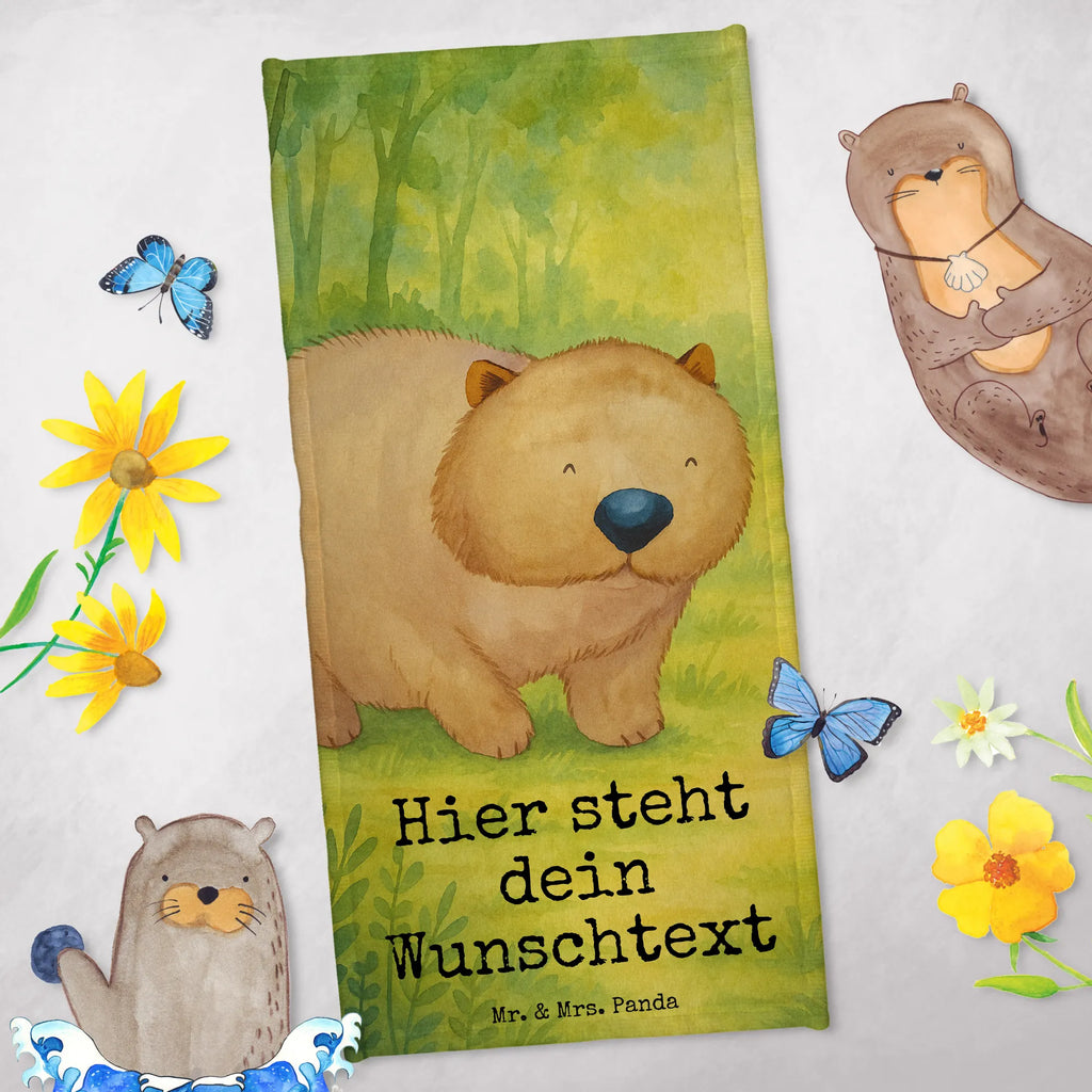 Spersonalizowany ręcznik kąpielowy Wombat Design Badetuch mit Namen, Duschtuch mit Namen, Strandtuch mit Namen, Saunatuch mit Namen, Personalisiertes Badetuch, Kinder Handtuch mit Namen, Personalisiertes Handtuch, Tiermotive, Gute Laune, lustige Sprüche, Tiere, Wombat, Das Leben ist schön, Motivation, Spruch, Australien