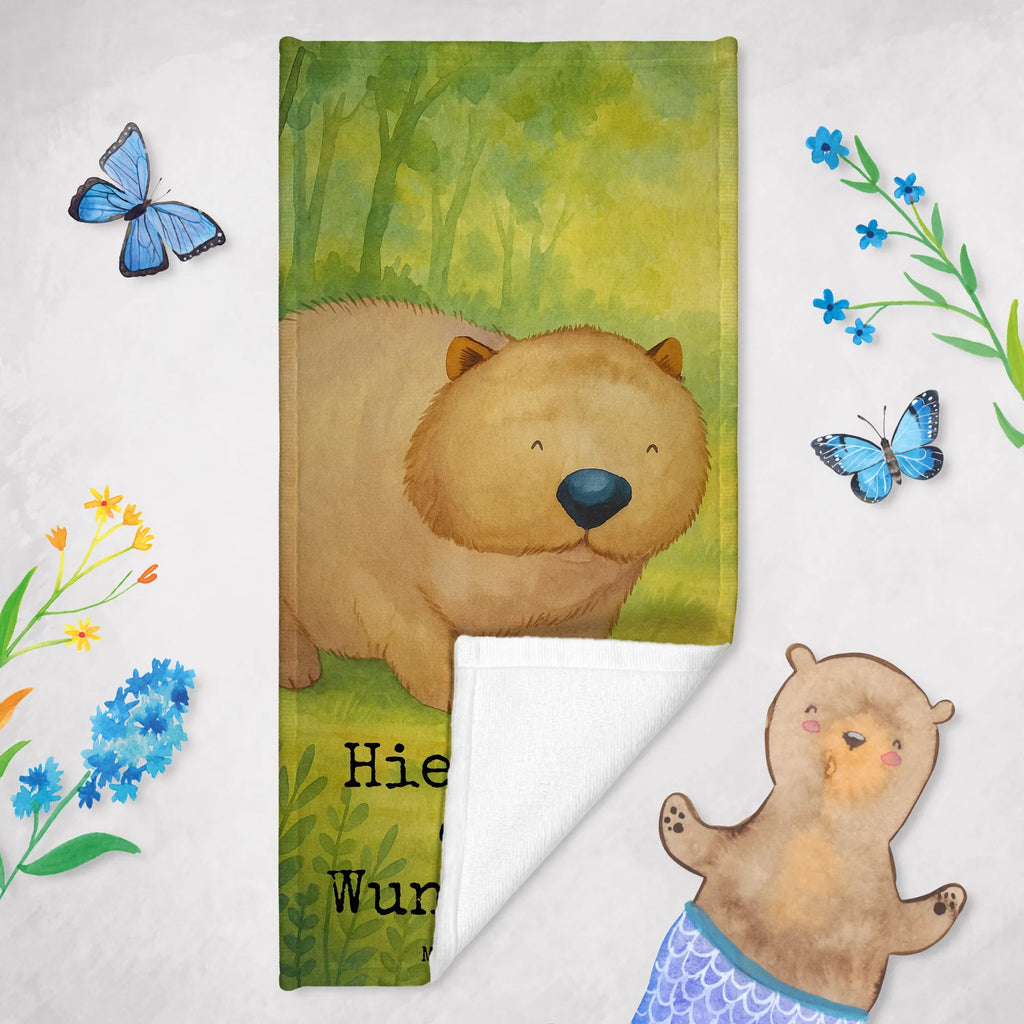 Spersonalizowany ręcznik kąpielowy Wombat Design Badetuch mit Namen, Duschtuch mit Namen, Strandtuch mit Namen, Saunatuch mit Namen, Personalisiertes Badetuch, Kinder Handtuch mit Namen, Personalisiertes Handtuch, Tiermotive, Gute Laune, lustige Sprüche, Tiere, Wombat, Das Leben ist schön, Motivation, Spruch, Australien