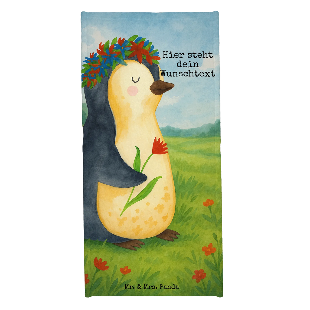 Personalized Bath Towel Penguin Flower Design Personalisiertes Badetuch, Personalisiertes Handtuch, Badetuch mit Namen, Duschtuch mit Namen, Saunatuch mit Namen, Kinder Handtuch mit Namen, Strandtuch mit Namen, Pinguin, Ziele, Leben, Lebenslust, Geschenkidee, Blumenkranz, Pinguine, Liebeskummer, Wünsche, Lebensziele, Motivation, Universum