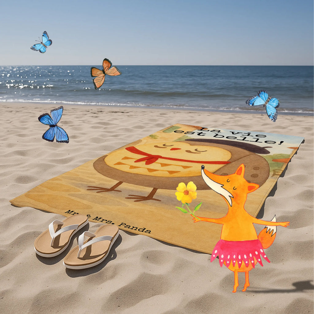 Badehandtuch Eule Frankreich Design Duschtuch, Badetuch, Strandtuch, Saunatuch, Kinder Handtuch, Eule, Eulen, Eule Deko, Owl, hibou, La vie est belle, das Leben ist schön, Spruch schön, Spruch Französisch, Frankreich