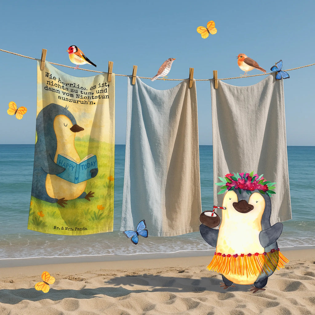 Badehandtuch Pinguin Buch Design Duschtuch, Badetuch, Strandtuch, Saunatuch, Kinder Handtuch, Pinguin, Pinguine, Buch, Lesen, Bücherwurm, Nichtstun, Faulenzen, Ferien, Urlaub, Freizeit