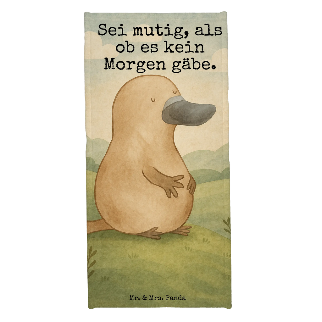 Badehandtuch Schnabeltier Mut Design Duschtuch, Badetuch, Strandtuch, Saunatuch, Kinder Handtuch, Meerestiere, Meer, Urlaub, Schnabeltier, Mut, mutig, Lebensweisheit, Schnabeltiere, Motivation, Training, Büro, Arbeit, Neuanfang, Neustart, Weltreise, Raodtrip