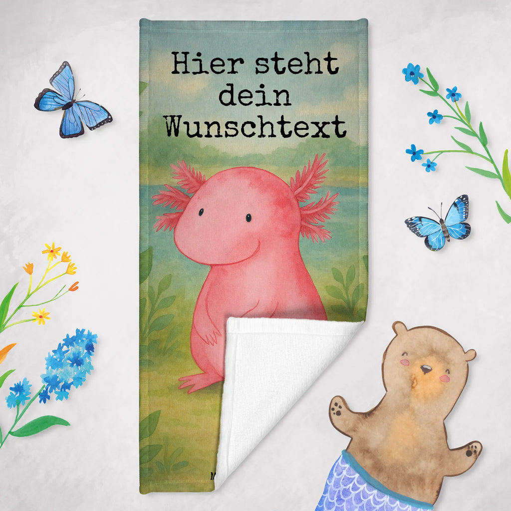Personalized Bath Towel axolotl zero Design Duschtuch mit Namen, Saunatuch mit Namen, Personalisiertes Handtuch, Kinder Handtuch mit Namen, Badetuch mit Namen, Strandtuch mit Namen, Personalisiertes Badetuch, Axolotl, Molch, Axolot, Lebensstil, Weisheit, Lebensweisheit, zufrieden, Freundin, vergnügt, fröhlich, Liebe