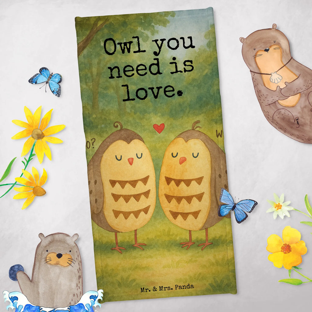 Badehandtuch Eulen Liebe Design Duschtuch, Badetuch, Strandtuch, Saunatuch, Kinder Handtuch, Eule, Eule Deko, Liebe, Hochzeit Spruch, Owl, All you need is love, Liebe Spruch, Freundin Geschenk, Freund, Wortspiel lustig