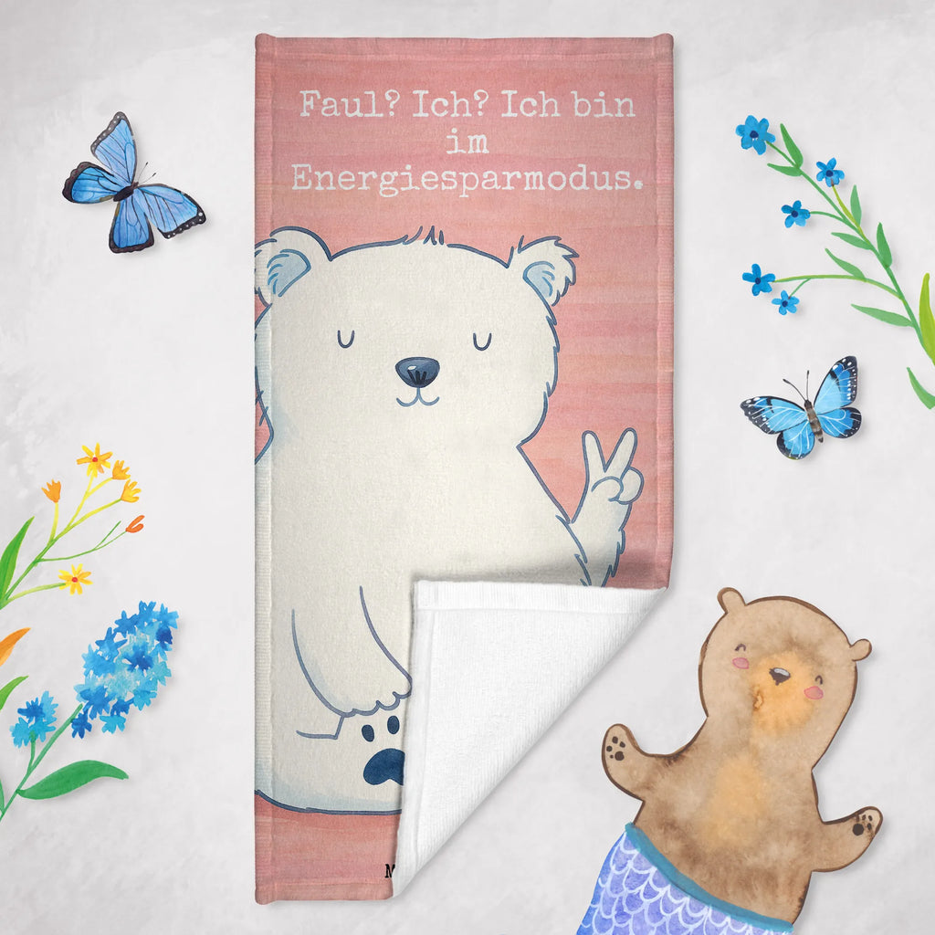 Badehandtuch Eisbär Faul Design Duschtuch, Badetuch, Strandtuch, Saunatuch, Kinder Handtuch, Bär, Teddy, Teddybär, Eisbär, Nordpol, Faul, Entspannen, Relaxen, Büro, Arbeit, Bürojob, Arbeitsplatz, Homeoffice
