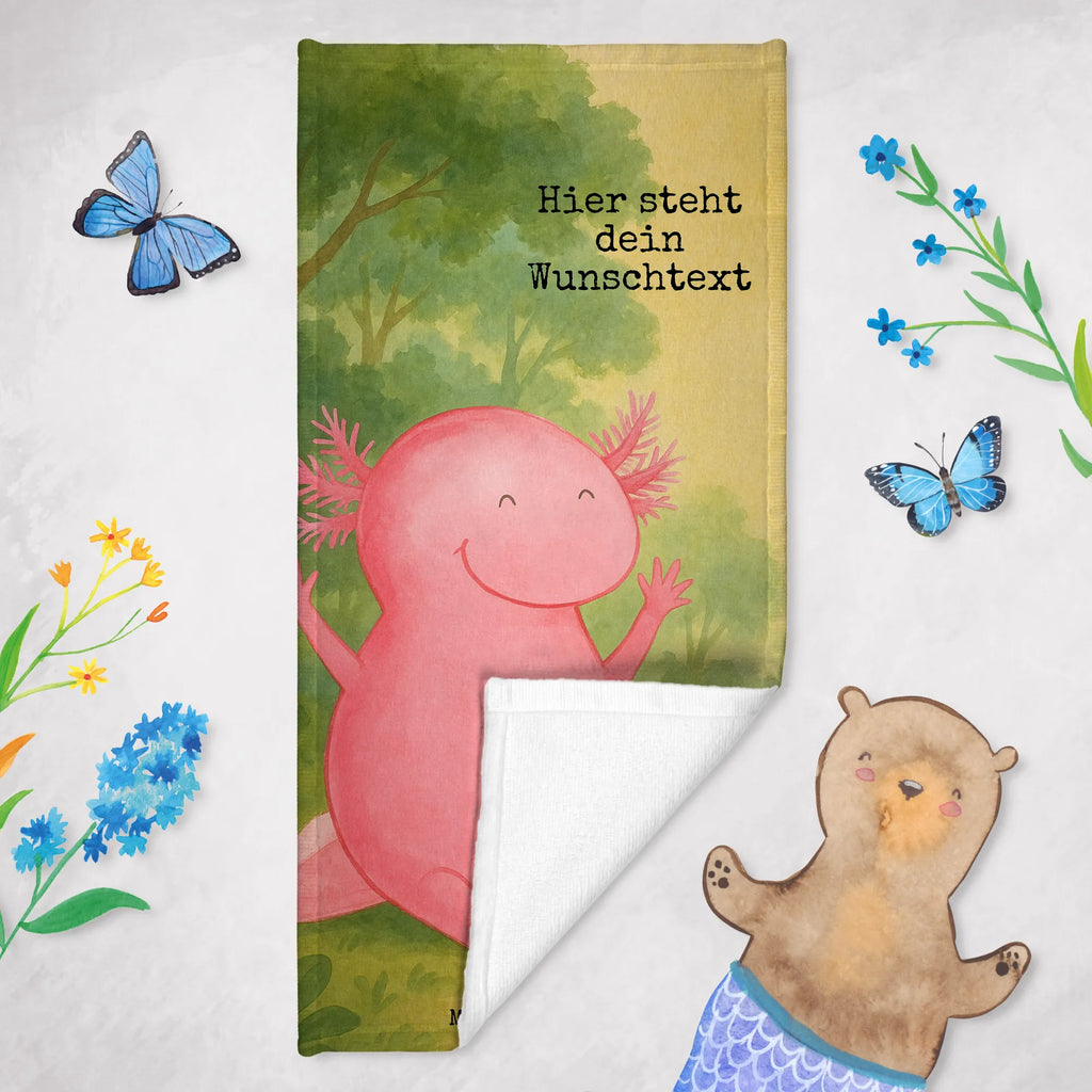 Personalized Bath Towel axolotl Hooray Design Strandtuch mit Namen, Personalisiertes Handtuch, Kinder Handtuch mit Namen, Saunatuch mit Namen, Personalisiertes Badetuch, Badetuch mit Namen, Duschtuch mit Namen, Axolotl, Molch, Motivation, Axolot, Lurche, fröhlich, Lurch, Freude, Spaß, Zufriedenheit, Schwanzlurch