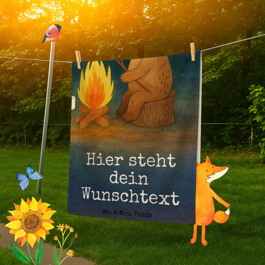 Personalized Bath Towel Bear & Ladybird campfire Design Personalisiertes Handtuch, Strandtuch mit Namen, Saunatuch mit Namen, Duschtuch mit Namen, Personalisiertes Badetuch, Kinder Handtuch mit Namen, Badetuch mit Namen, Bär, Teddy, Teddybär, Lagerfeuer
