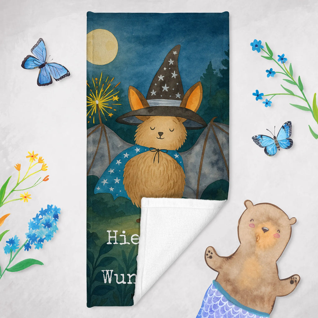 Personalized Bath Towel bat wizard Design Kinder Handtuch mit Namen, Saunatuch mit Namen, Strandtuch mit Namen, Badetuch mit Namen, Personalisiertes Badetuch, Duschtuch mit Namen, Personalisiertes Handtuch, Tiermotive, Gute Laune, lustige Sprüche, Tiere, Frauen, Magier, Zauberer, Fledermäuse, Fledermaus, reinsteigern