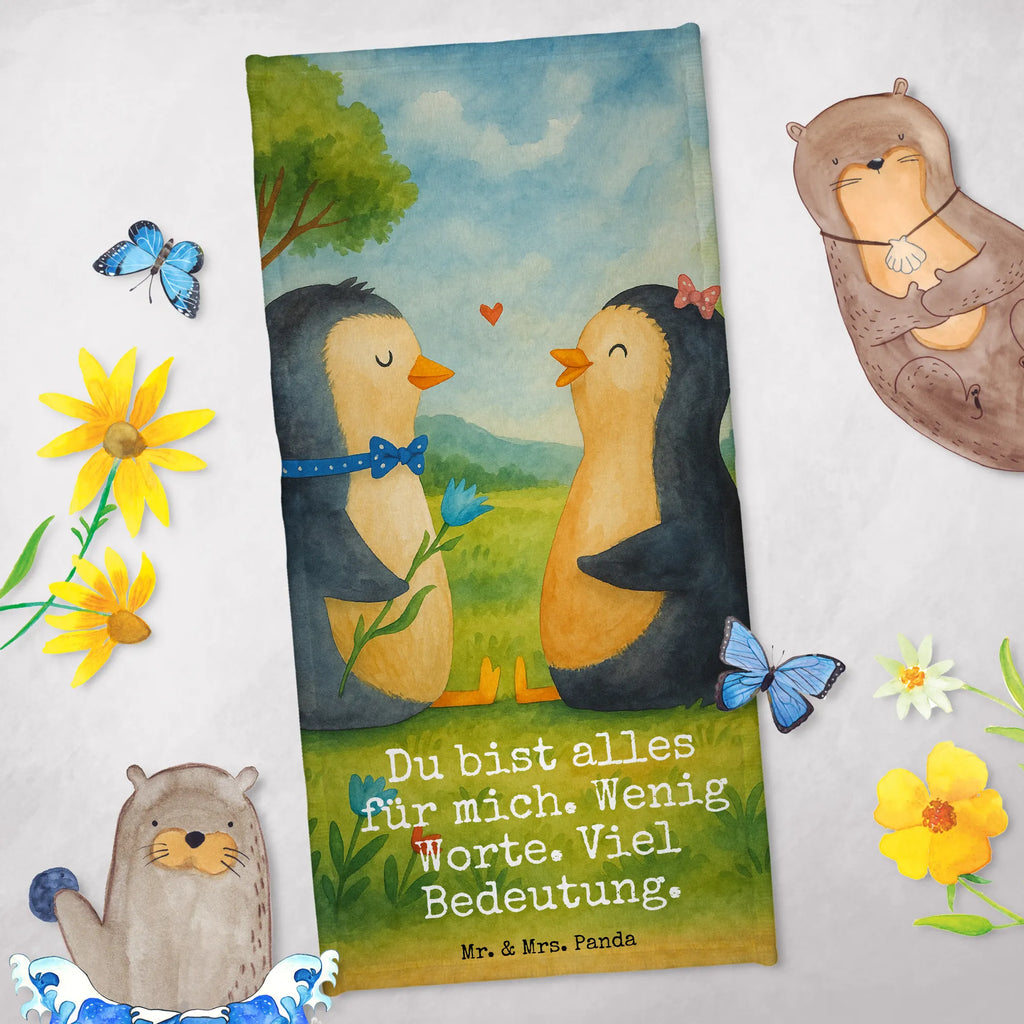 Badehandtuch Pinguin Pärchen Design Duschtuch, Badetuch, Strandtuch, Saunatuch, Kinder Handtuch, Pinguin, Pinguine, Liebe, Liebespaar, Liebesbeweis, Liebesgeschenk, Verlobung, Jahrestag, Hochzeitstag, Hochzeit, Hochzeitsgeschenk, große Liebe, Traumpaar
