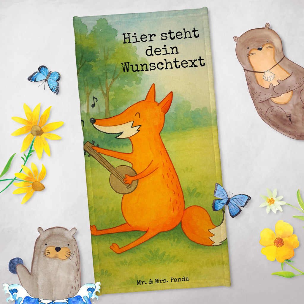 Personalized Bath Towel Fox guitar Design Personalisiertes Handtuch, Strandtuch mit Namen, Saunatuch mit Namen, Badetuch mit Namen, Duschtuch mit Namen, Kinder Handtuch mit Namen, Personalisiertes Badetuch, Fuchs, Gitarre, Musikerin, Füchse, Musik Spruch, Sänger, Geschenk Musiker, Sängerin
