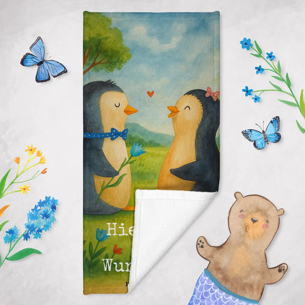 Personalized Bath Towel Penguin pair Design Kinder Handtuch mit Namen, Badetuch mit Namen, Personalisiertes Handtuch, Strandtuch mit Namen, Personalisiertes Badetuch, Duschtuch mit Namen, Saunatuch mit Namen, Pinguin, Pinguine, Hochzeitsgeschenk, Liebesbeweis, Jahrestag, Liebespaar, Liebe, Hochzeit, Liebesgeschenk, große Liebe, Traumpaar, Hochzeitstag, Verlobung