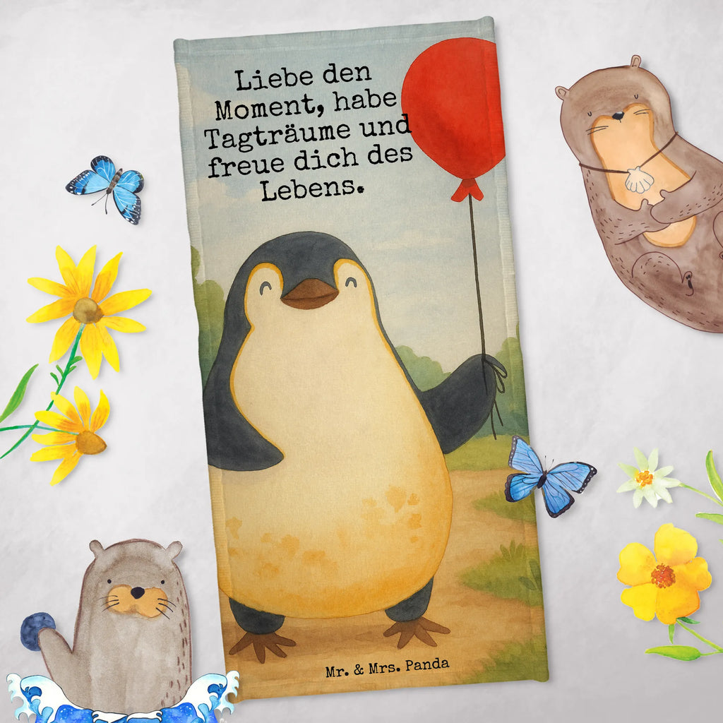 70 x 140 ręcznik pingwin balon Design Duschtuch, Badetuch, Strandtuch, Saunatuch, Kinder Handtuch, Pinguin, Pinguine, Luftballon, Tagträume, Lebenslust, Geschenk Freundin, Geschenkidee, beste Freundin, Motivation, Neustart, neues Leben, Liebe, Glück