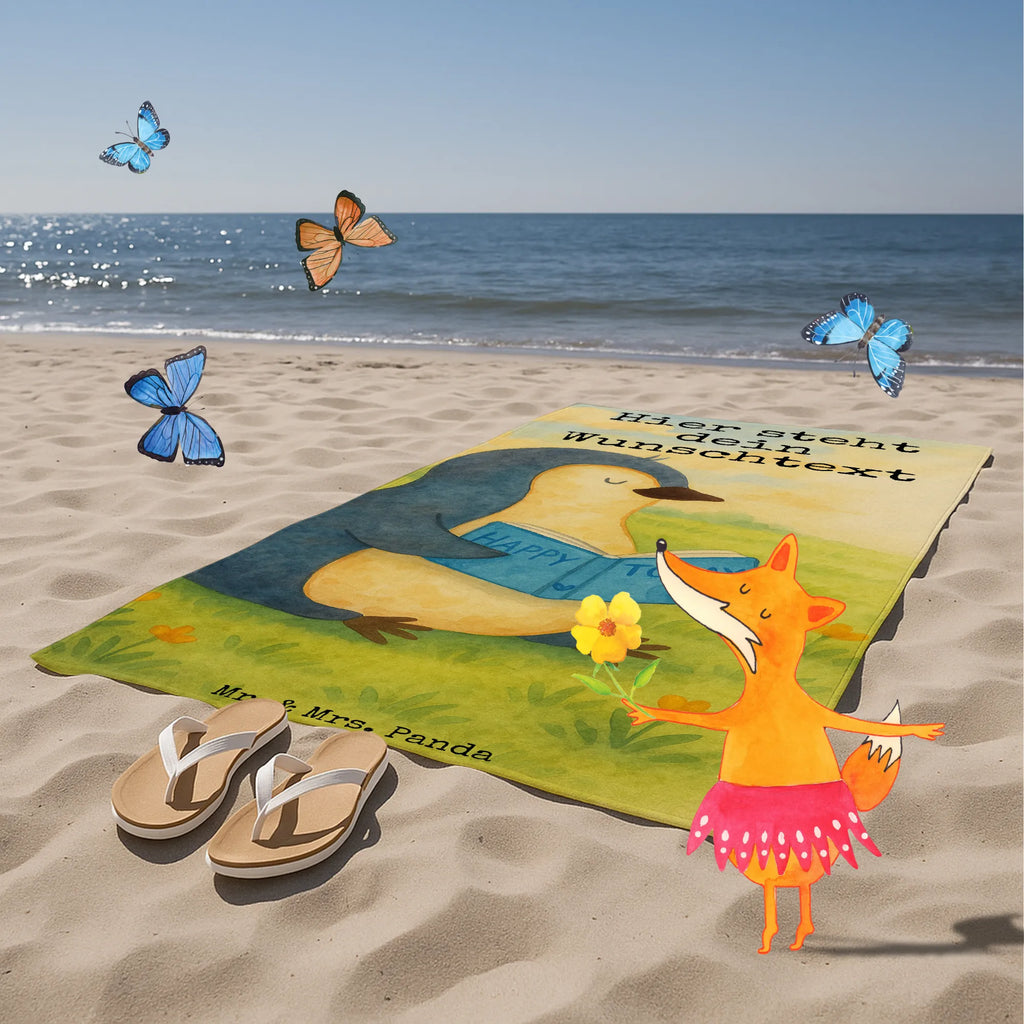 Personalized Bath Towel Penguin A book Design Kinder Handtuch mit Namen, Saunatuch mit Namen, Strandtuch mit Namen, Duschtuch mit Namen, Personalisiertes Badetuch, Badetuch mit Namen, Personalisiertes Handtuch, Pinguin, Faulenzen, Bücherwurm, Ferien, Freizeit, Pinguine, Nichtstun, Buch, Lesen, Urlaub