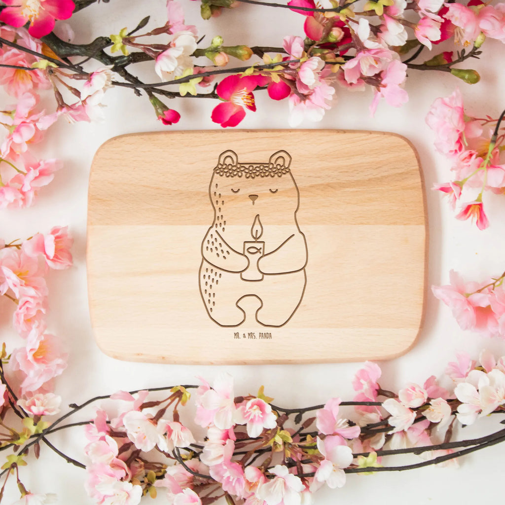 Serving board bear communion Frühstücksbrett, Schneidebrett Holz, Frühstücksbrettchen, Holzbrett, Schneidebrett, Küchenbrett, Bär, Teddy, Teddybär, Taufkerze, Kommunion, Gottes Segen, katholisch