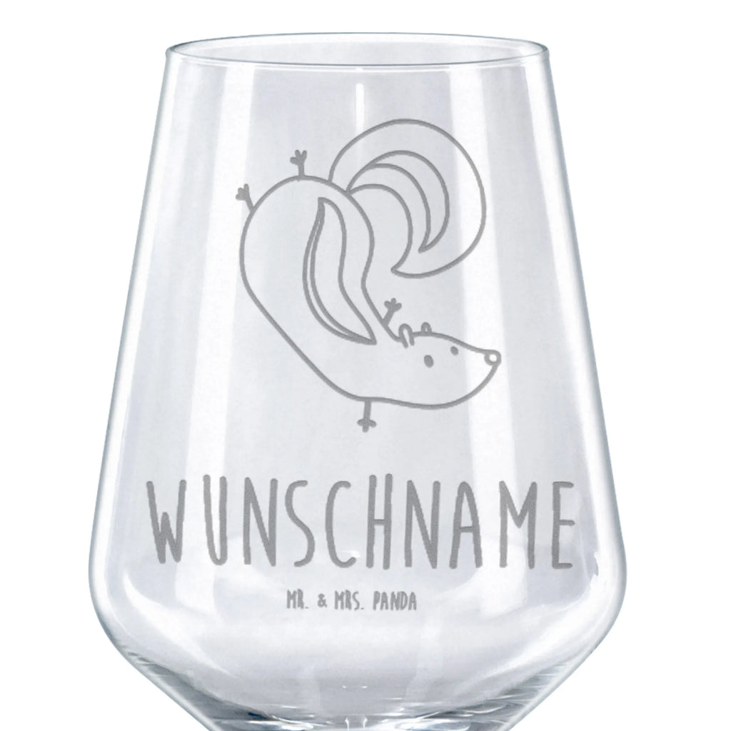 Personalized Red Wine Glass skunk handstand Skunk, skunk, predator, child, stink, playful, playground, wild animal