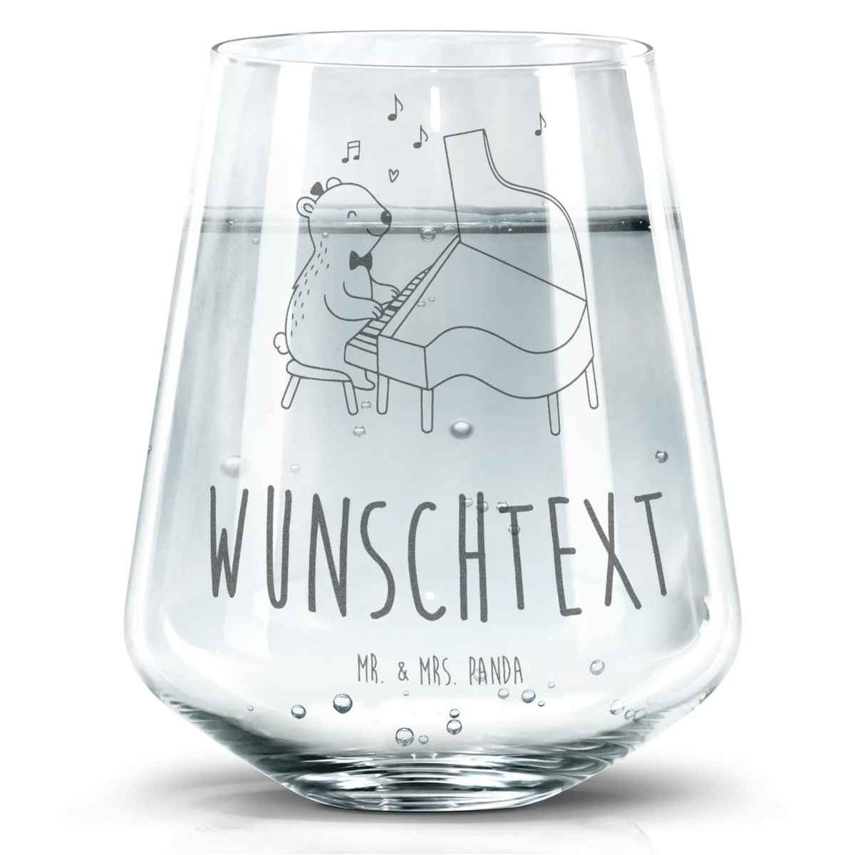 Personalized Drinking Glass Bear piano Instruments, gifts for musicians, music enthusiasts