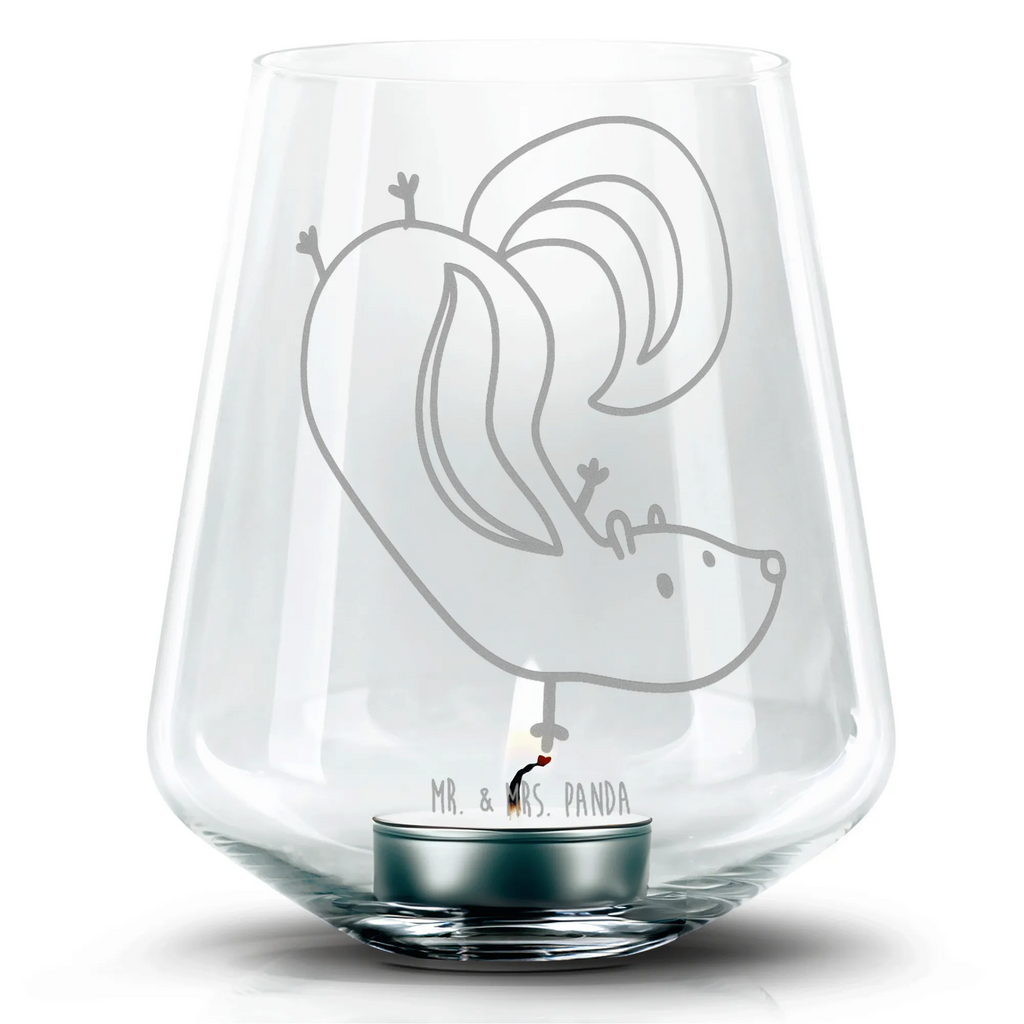Engraved Wind Light skunk handstand Teelichthalter, Romatisches Windlicht, Windlicht aus Glas, Teelicht, Gravur Windlicht, Stinktier, Skunk, Wildtier, Spielplatz, Kind, Stinker, Raubtier, Stinki, verpielt