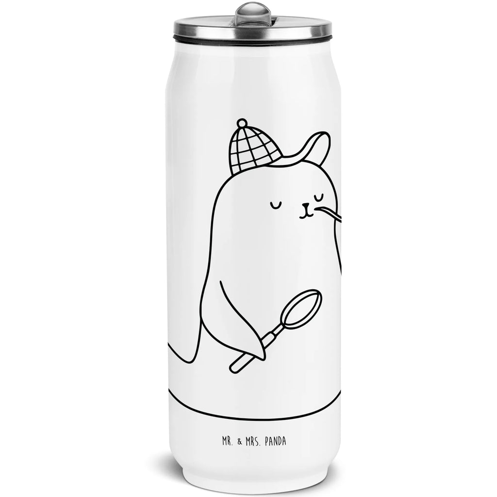 Drink Cans Water Bottle seal sherlock small animals, cute, funny, cute animal motives, hand drawn, small world, funny sayings, good mood, happy, gifts, gift ideas, special gifts, animal lover, card