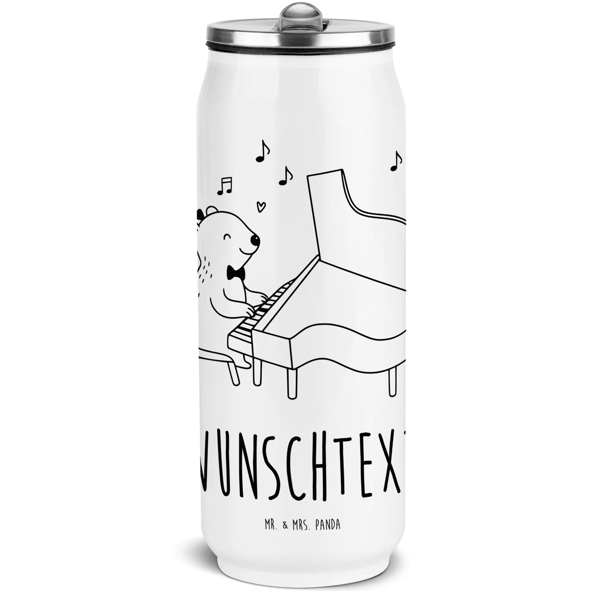 Personalized Beverage Cans Drinking Bottle Bear piano Instruments, gifts for musicians, music enthusiasts