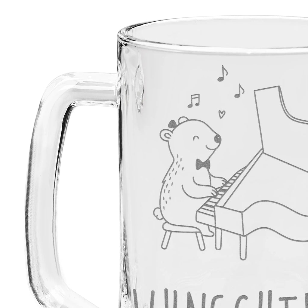 Personalized Engraved Beer Mug Bear piano Instruments, gifts for musicians, music enthusiasts