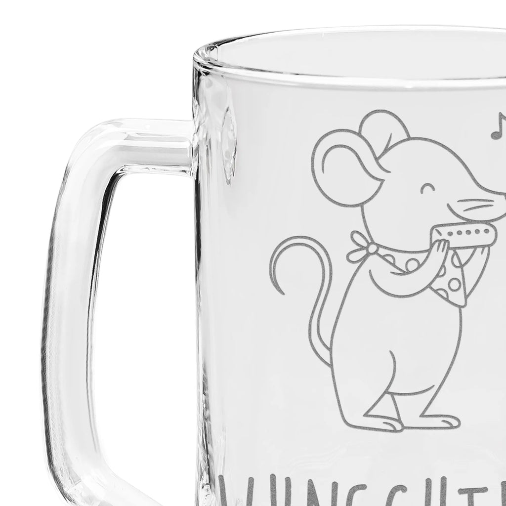 Personalizowany kufel do piwa z grawerem mysz harmonijka ustna Instrumenty, prezenty dla muzyków, miłośników muzyki