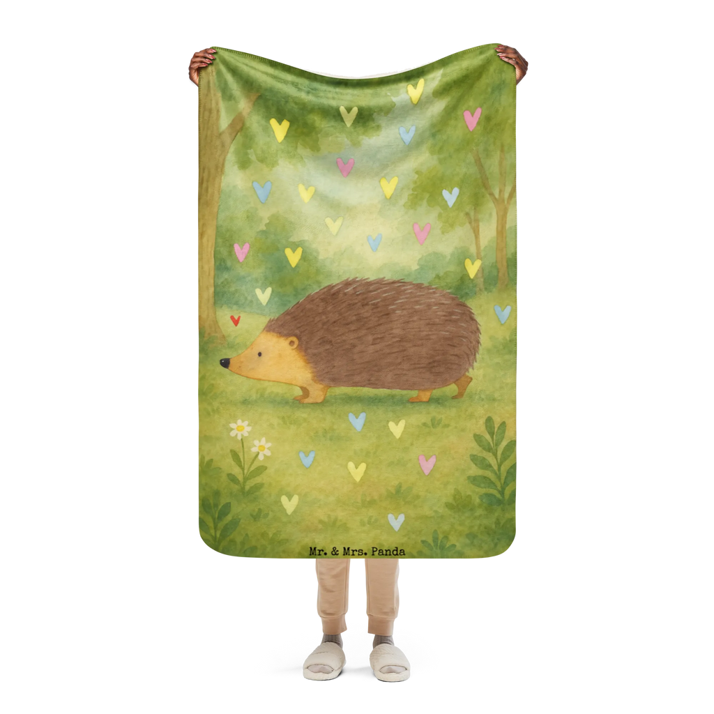 Sherpa cuddly blanket Hedgehog hearts Design Tiermotive, Gute Laune, lustige Sprüche, Tiere, Kuss, Herz, Herzen, Vertrauen, Igel, Leben, Liebe