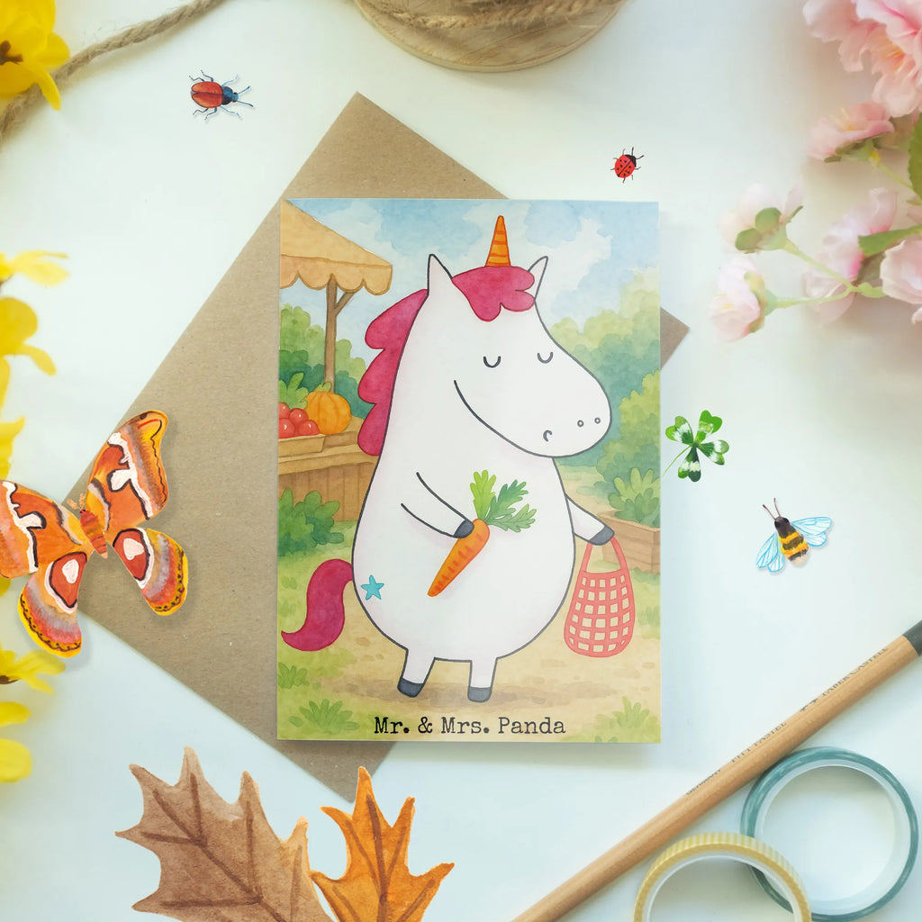 Kartka okolicznościowa Jednorożec Wegański Design Grußkarte, Klappkarte, Einladungskarte, Glückwunschkarte, Hochzeitskarte, Geburtstagskarte, Karte, Ansichtskarten, Einhorn, Einhörner, Einhorn Deko, Unicorn, vegan, Gesund leben, Vegetariar, Rohkost, Gesund essen, Veganismus, Veganer