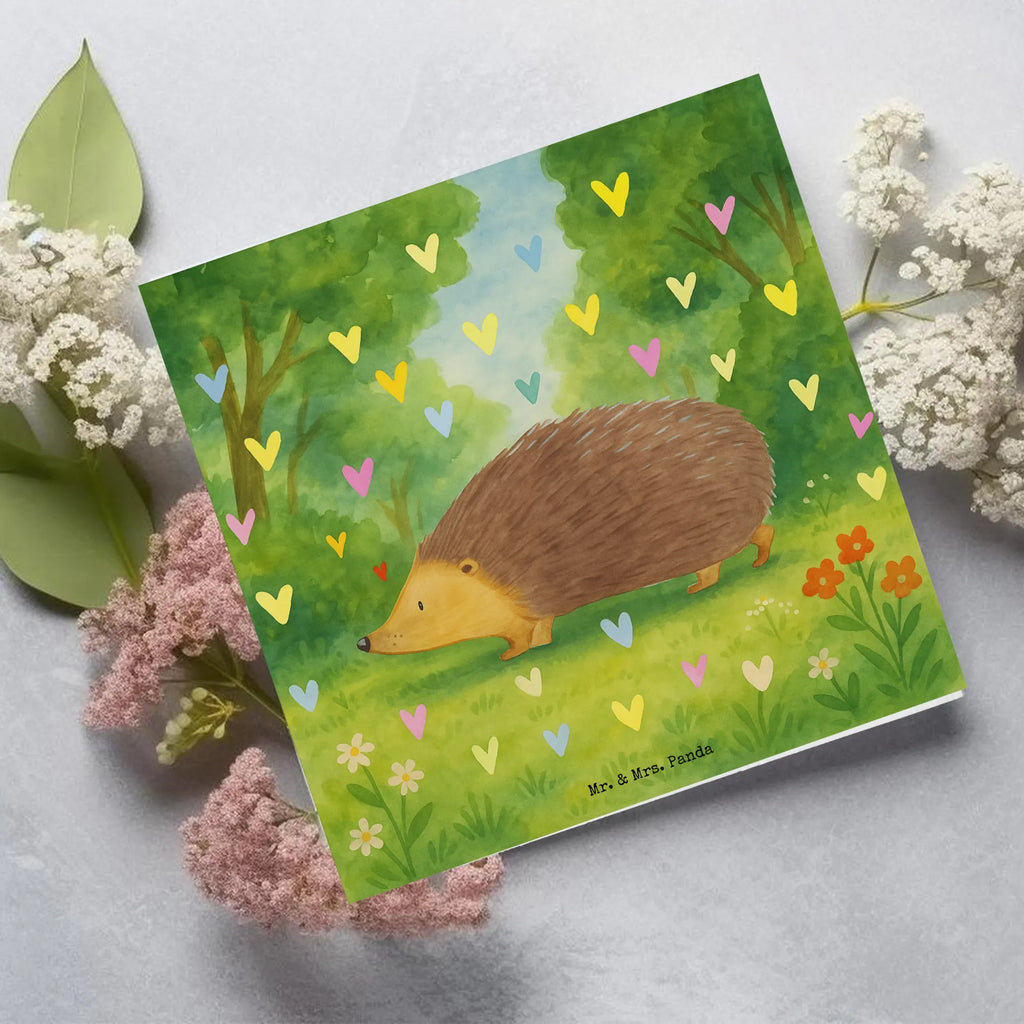 Deluxe Card Hedgehog hearts Design Karte, Grußkarte, Klappkarte, Einladungskarte, Glückwunschkarte, Hochzeitskarte, Geburtstagskarte, Hochwertige Grußkarte, Hochwertige Klappkarte, Tiermotive, Gute Laune, lustige Sprüche, Tiere, Liebe, Herz, Herzen, Igel, Vertrauen, Kuss, Leben