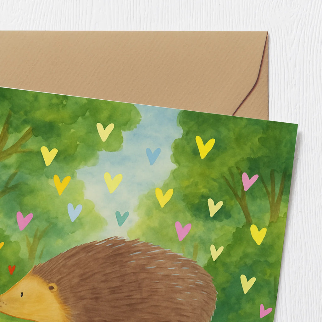 Deluxe Card Hedgehog hearts Design Karte, Grußkarte, Klappkarte, Einladungskarte, Glückwunschkarte, Hochzeitskarte, Geburtstagskarte, Hochwertige Grußkarte, Hochwertige Klappkarte, Tiermotive, Gute Laune, lustige Sprüche, Tiere, Liebe, Herz, Herzen, Igel, Vertrauen, Kuss, Leben