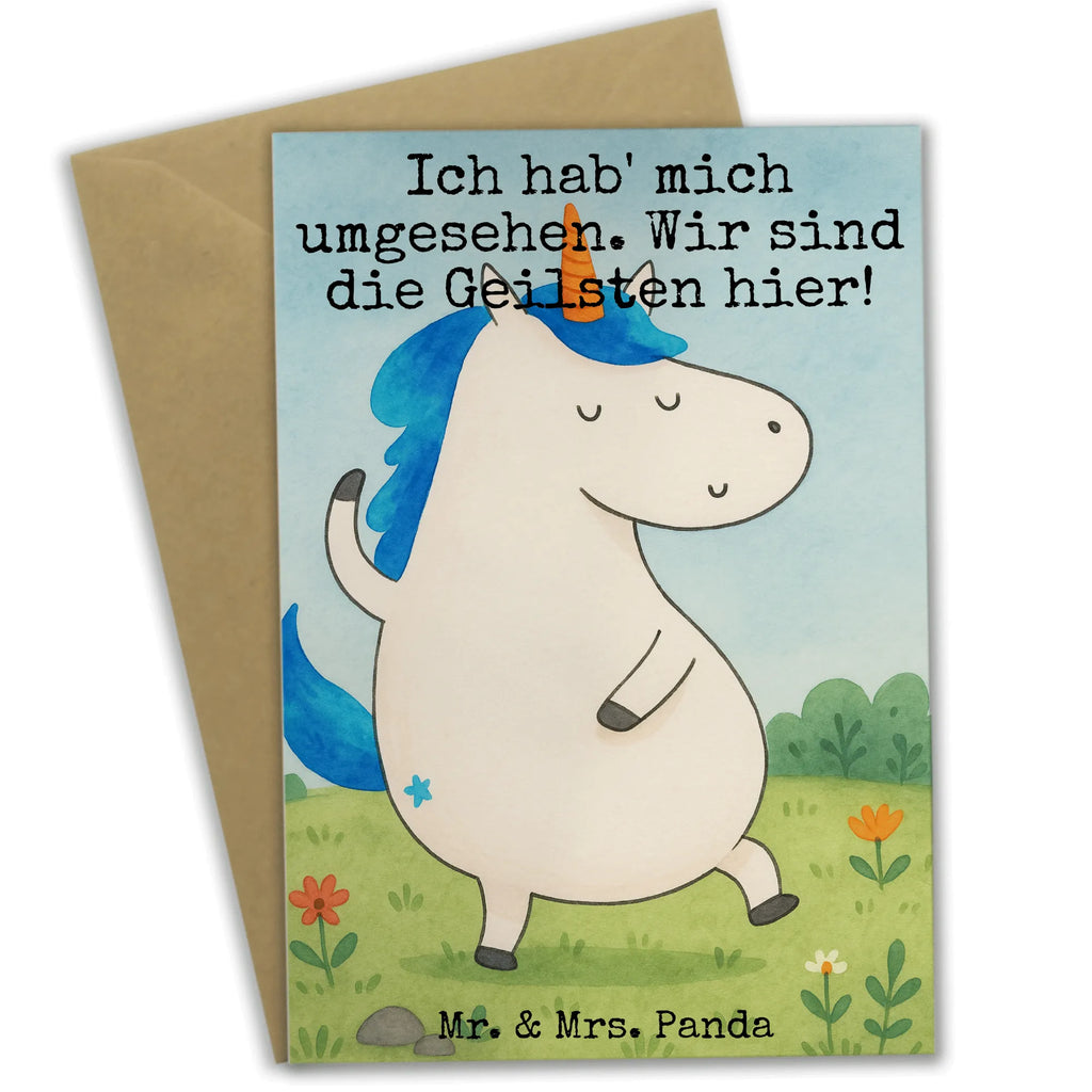 Grußkarte Einhorn Mann Design Grußkarte, Klappkarte, Einladungskarte, Glückwunschkarte, Hochzeitskarte, Geburtstagskarte, Karte, Ansichtskarten, Einhorn, Einhörner, Einhorn Deko, Unicorn, cool, Mann, Freundin, Familie, bester Freund, BFF, Party, hübsch, beste