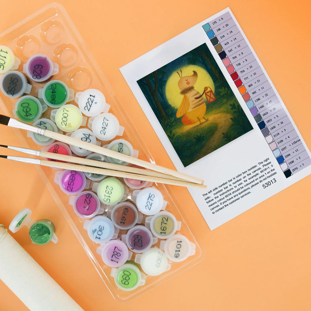 Paint by Numbers Firefly Design Bastelidee, Kunstwerk, Künstler, Malen nach Zahlen, Baseln, Malen, DIY, Ausmalbild, Kreativität, Tiermotive, Gute Laune, lustige Sprüche, Tiere, magisch, Glühwurm, Falter, Leuchten, Liebesspruch, Liebesbeweis, Glühwürmchen, Verlobung, Jahrestag, Lieblingsmensch, Heiratsantrag, Liebe