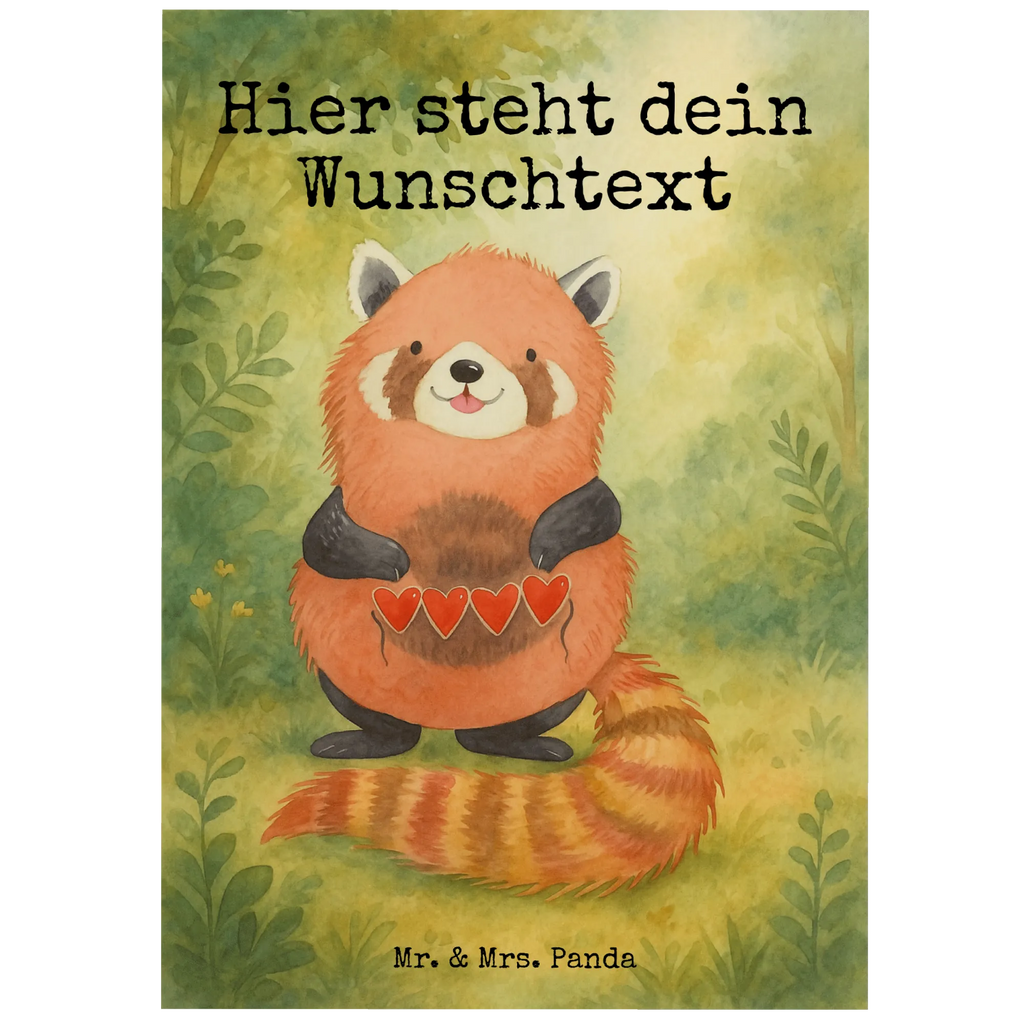 Personalised postcard red panda Design Postkarte mit Wunschtext, Geschenkkarte mit Wunschtext, Einladung mit Namen, Ansichtskarte mit Namen, Geschenkkarte mit Namen, Karte mit Wunschtext, Postkarte mit Namen, Karte mit Namen, Postkarte personalisierbar, Grußkarte mit Wunschtext, Grußkarte mit Namen, Ansichtskarte mit Wunschtext, Einladung mit Wunschtext, Postkarte bedrucken, Tiermotive, Gute Laune, lustige Sprüche, Tiere, Herz, Rot, Liebe, Lieblingsmensch, Liebling, Panda