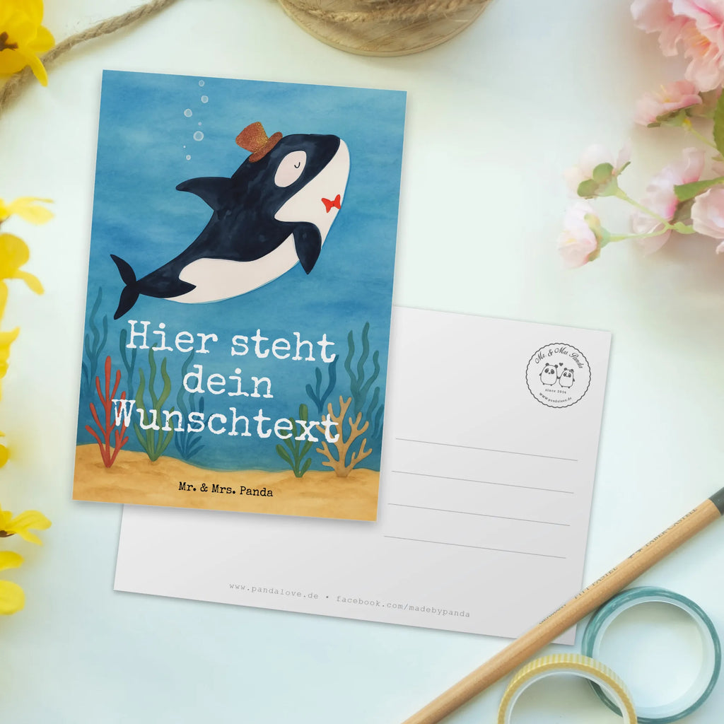 Personalisierte Postkarte Orca Zylinder Design Postkarte personalisierbar, Postkarte mit Wunschtext, Ansichtskarte mit Namen, Karte mit Wunschtext, Ansichtskarte mit Wunschtext, Karte mit Namen, Einladung mit Wunschtext, Einladung mit Namen, Geschenkkarte mit Namen, Geschenkkarte mit Wunschtext, Grußkarte mit Wunschtext, Postkarte bedrucken, Grußkarte mit Namen, Postkarte mit Namen, Meerestiere, Meer, Urlaub, Orca, Fest, Geburtstag, Glückwunsch, Konfetti, Feier, Fete, Glitter, Glitzer, Narwal