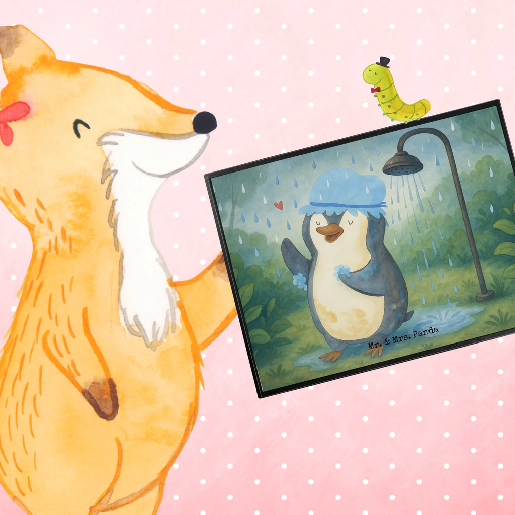 Podkładka na biurko Pingwin Prysznic Design Schreibtisch Unterlagen, Bürobedarf, Schreibtischauflage, Schreibwaren, Schreibtischunterlage Groß, Schreibunterlage, Büroartikel, Pinguin, Lebensmotto, Dusche, glücklich sein, Neuanfang, duschen, Neustart, Pinguine, Motivation