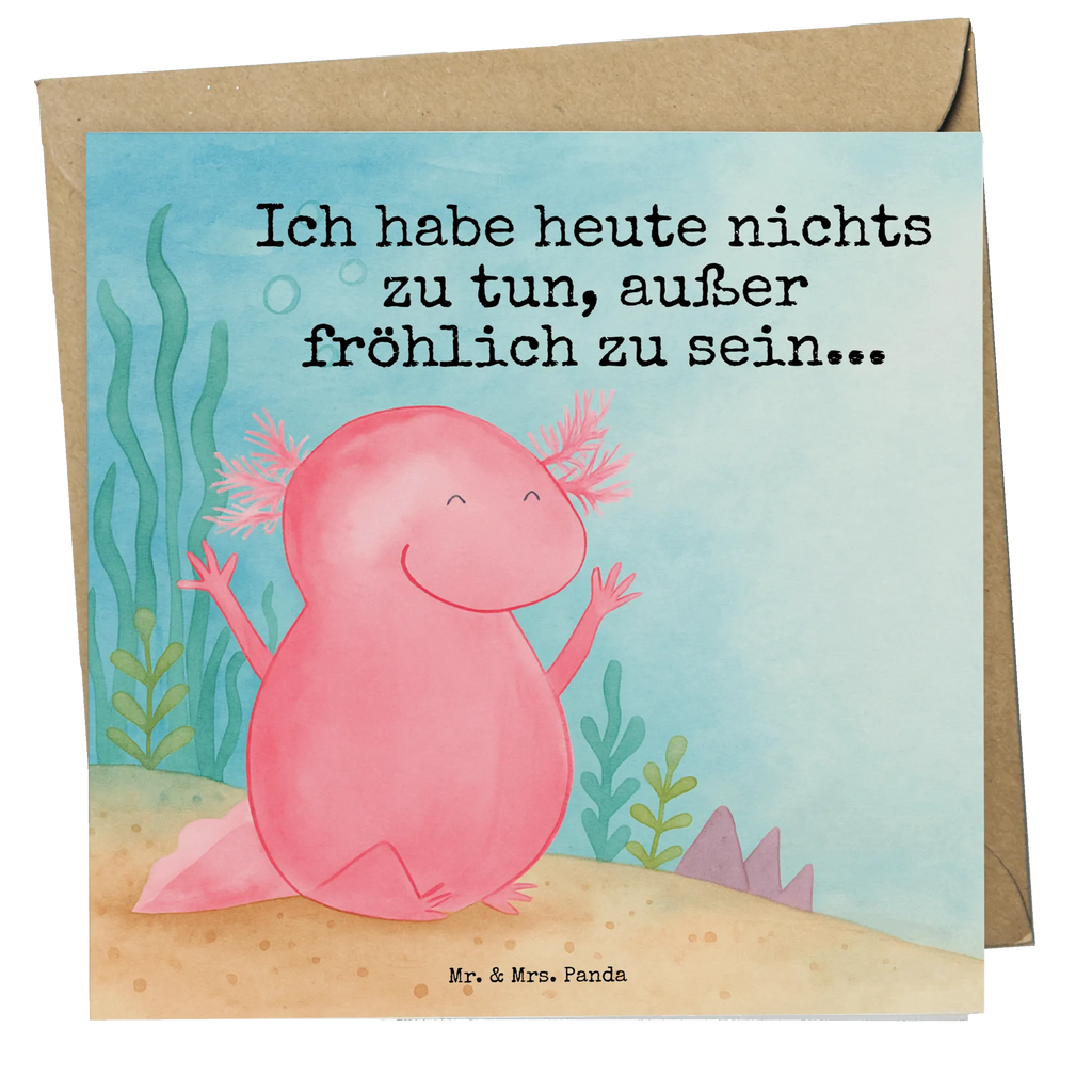 Deluxe Karte Axolotl Hurra Design Karte, Grußkarte, Klappkarte, Einladungskarte, Glückwunschkarte, Hochzeitskarte, Geburtstagskarte, Hochwertige Grußkarte, Hochwertige Klappkarte, Axolotl, Molch, Axolot, Schwanzlurch, Lurch, Lurche, fröhlich, Spaß, Freude, Motivation, Zufriedenheit