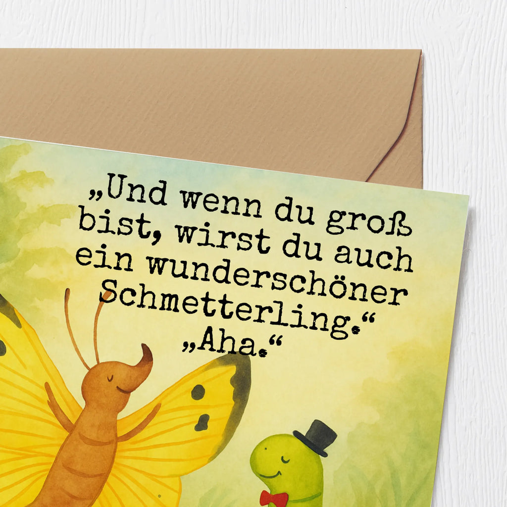 Deluxe Karte Raupe Schmetterling Design Karte, Grußkarte, Klappkarte, Einladungskarte, Glückwunschkarte, Hochzeitskarte, Geburtstagskarte, Hochwertige Grußkarte, Hochwertige Klappkarte, Tiermotive, Gute Laune, lustige Sprüche, Tiere, Raupe, Schmetterling, Zitronenfalter, Entwicklung, Erwachsen werden, Kokon, Hut, Hütchen, Schönheit, Aufwachsen