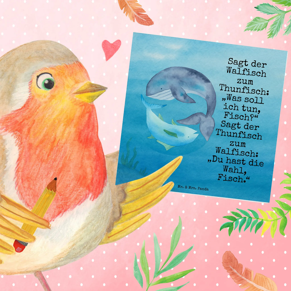 Deluxe Karte Walfisch Thunfisch Design Karte, Grußkarte, Klappkarte, Einladungskarte, Glückwunschkarte, Hochzeitskarte, Geburtstagskarte, Hochwertige Grußkarte, Hochwertige Klappkarte, Tiermotive, Gute Laune, lustige Sprüche, Tiere, Wal, Wahl, Tunfisch, Wortwitz lustig, Spruch lustig, Flachwitz, Witz, Spruch des Tages, Flachwitz Geschenk