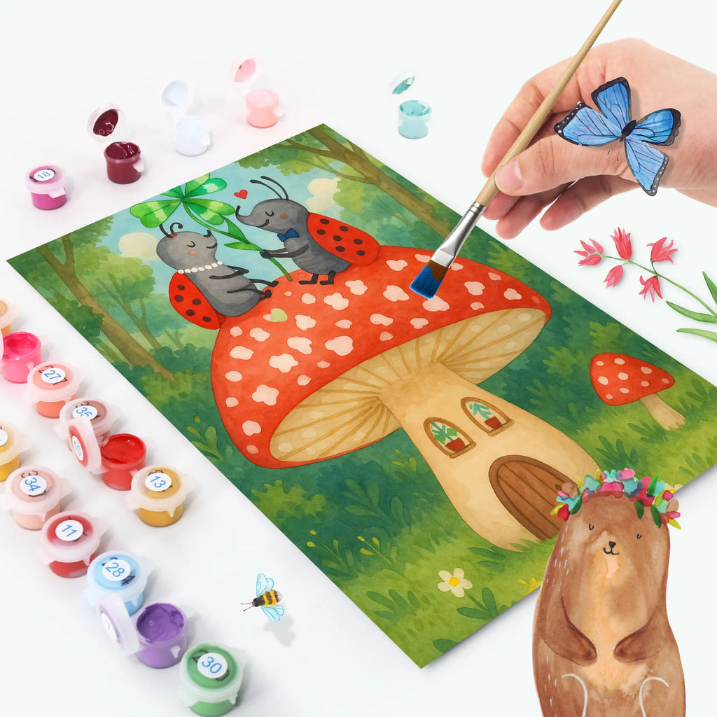 Malowanie według numerów biedronka Muchomor Design DIY, Künstler, Kunstwerk, Malen, Malen nach Zahlen, Bastelidee, Kreativität, Ausmalbild, Baseln, Tiermotive, Gute Laune, lustige Sprüche, Tiere, zuhause, Haus, Fliegenpilz, Wohnung, Fleigenpilzhaus, Marienkäfer