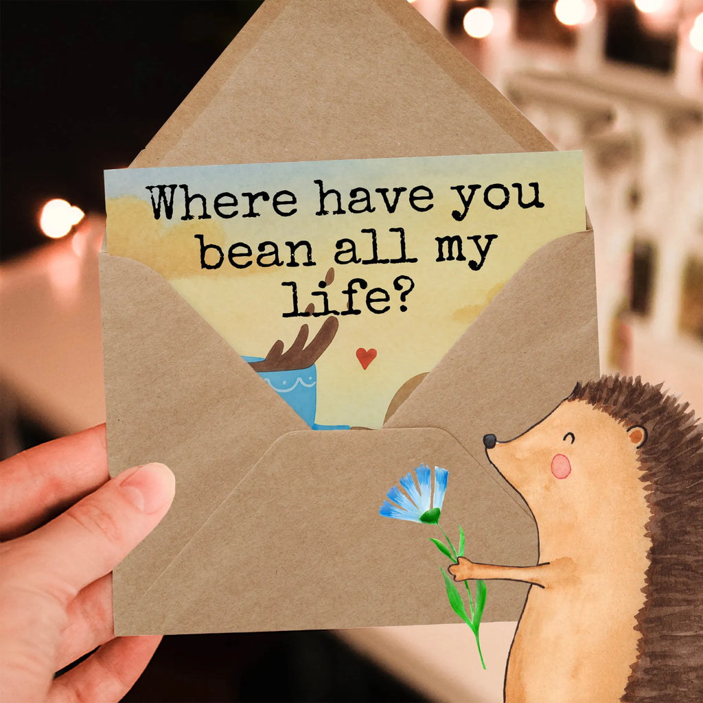 Deluxe Karte Kaffee Bohne Design Karte, Grußkarte, Klappkarte, Einladungskarte, Glückwunschkarte, Hochzeitskarte, Geburtstagskarte, Hochwertige Grußkarte, Hochwertige Klappkarte, Tiermotive, Gute Laune, lustige Sprüche, Tiere, Kaffee, Kaffeebohne, Genuss, Zufriedenheit, Glück