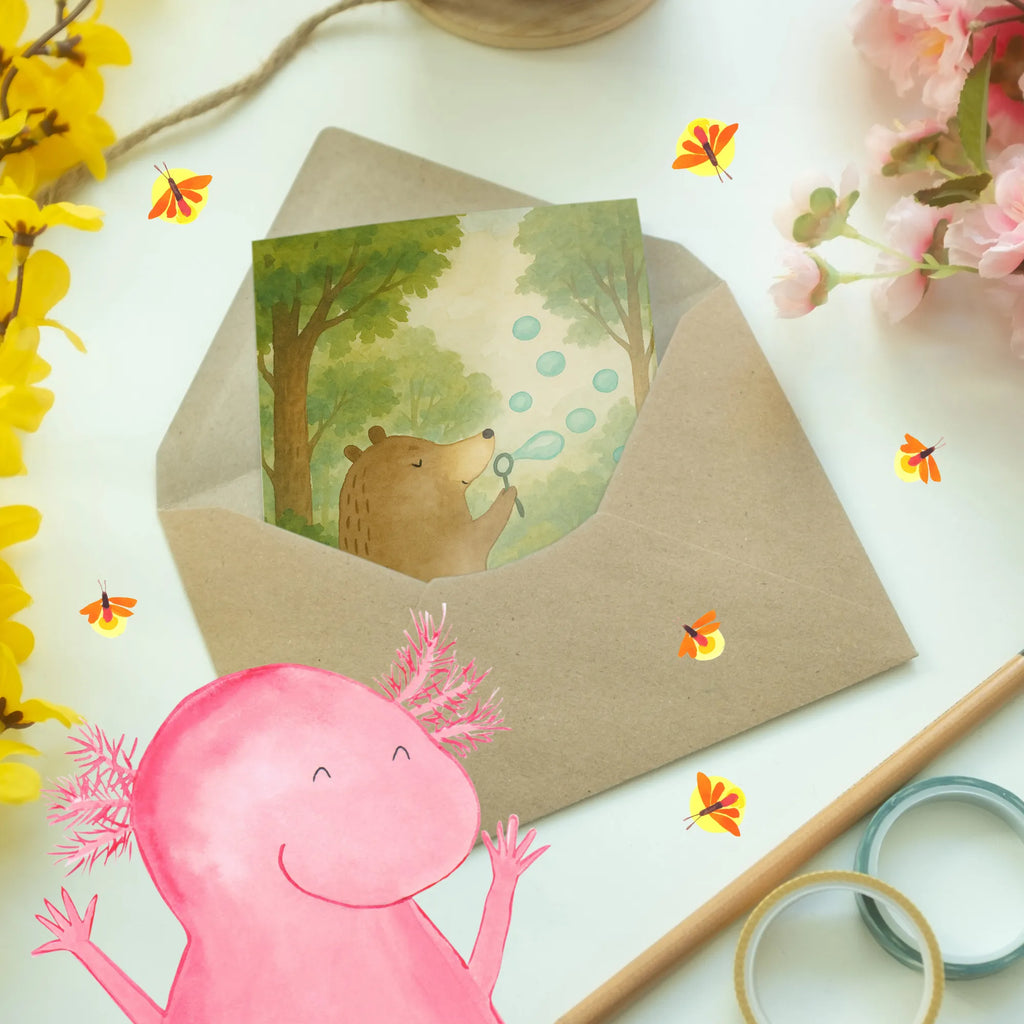 Greetings card bear soap bubbles Design Grußkarte, Klappkarte, Einladungskarte, Glückwunschkarte, Hochzeitskarte, Geburtstagskarte, Karte, Ansichtskarten, Bär, Teddy, Teddybär, Seifenblasen Bär Lustig Sein Glücklich Traurig Happy