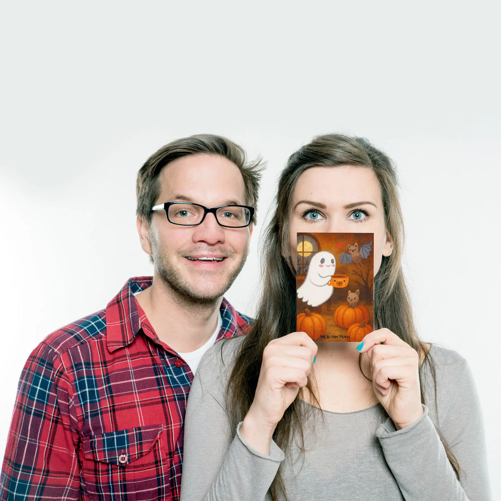 Pocztówka Duch kawa Design Ansichtskarte, Einladung, Grußkarte, Einladungskarten Geburtstag, Ansichtskarten, Dankeskarte, Einladungskarte, Einladung Geburtstag, Karte, Geburtstagskarte, Postkarte, Geschenkkarte, Halloween, Deko, Martinssingen, Dekoration, Geschenke, Schenken, Kaffee, Gespenst