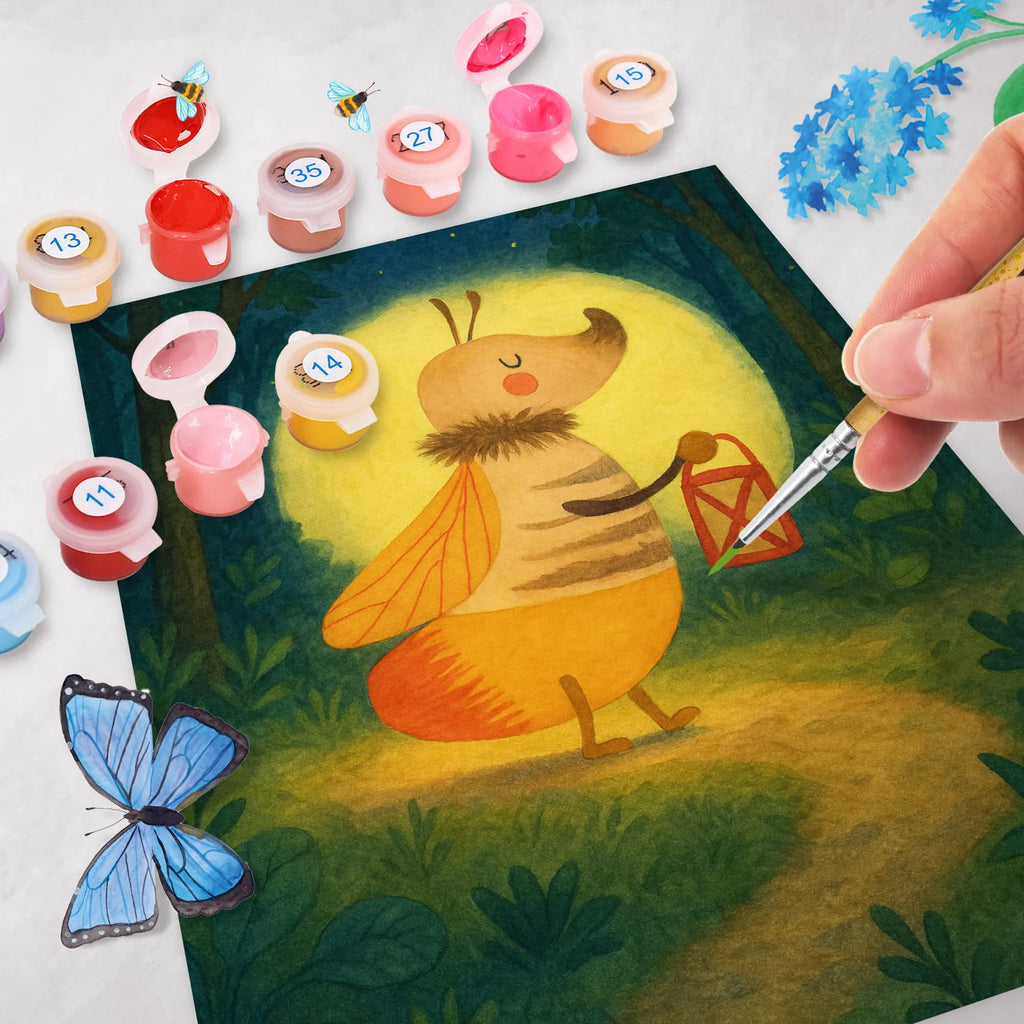 Paint by Numbers Firefly Design Bastelidee, Kunstwerk, Künstler, Malen nach Zahlen, Baseln, Malen, DIY, Ausmalbild, Kreativität, Tiermotive, Gute Laune, lustige Sprüche, Tiere, magisch, Glühwurm, Falter, Leuchten, Liebesspruch, Liebesbeweis, Glühwürmchen, Verlobung, Jahrestag, Lieblingsmensch, Heiratsantrag, Liebe